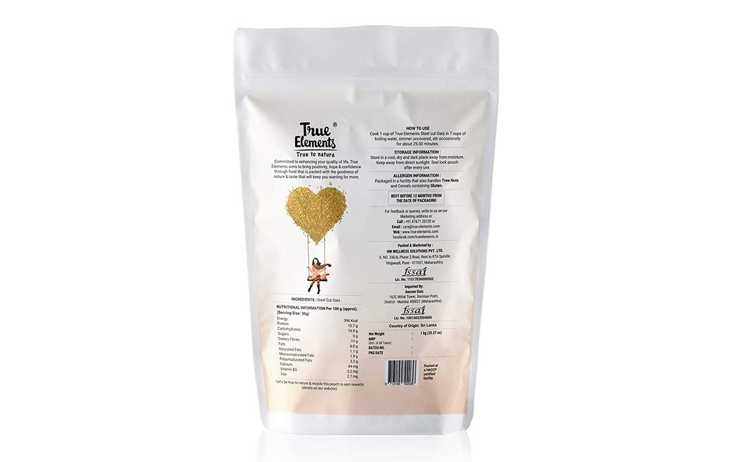 True Elements Steel Cuts Oats Gluten-free   Pack  1 kilogram